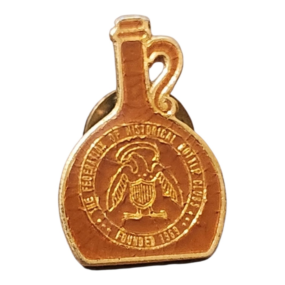 Vintage Federal of Historical Bottle‎ Clubs Enamel Lapel Pin Eagle Crest
